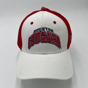 The Game Houston Cougars A-Flex Fitted Hat Mens L/XL White Red Mesh Trucker Cap